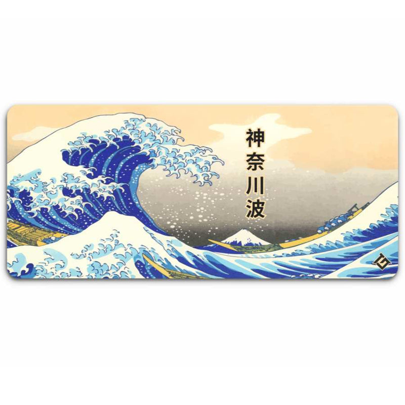 Bords cousus tapis de souris japonais antidérapant bleu blanc tapis de  souris vague de mer tapis de bureau